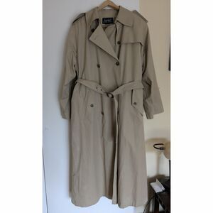Vintage Ralph Lauren Trench Coat Tan Khaki Cotton Wool Detachable lining M